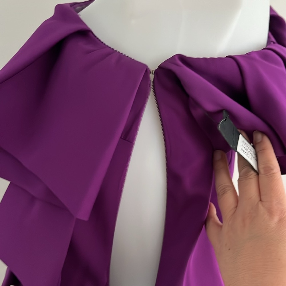 NEW 100% Silk Robert Rodriquez one shoulder purple cocktail Dress size small - Picture 8 of 10